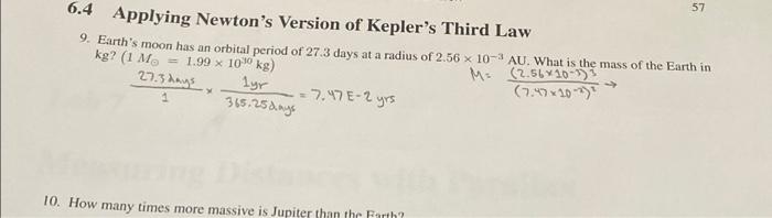 Solved 57 6.4 Applying Newton's Version of Kepler's Third | Chegg.com