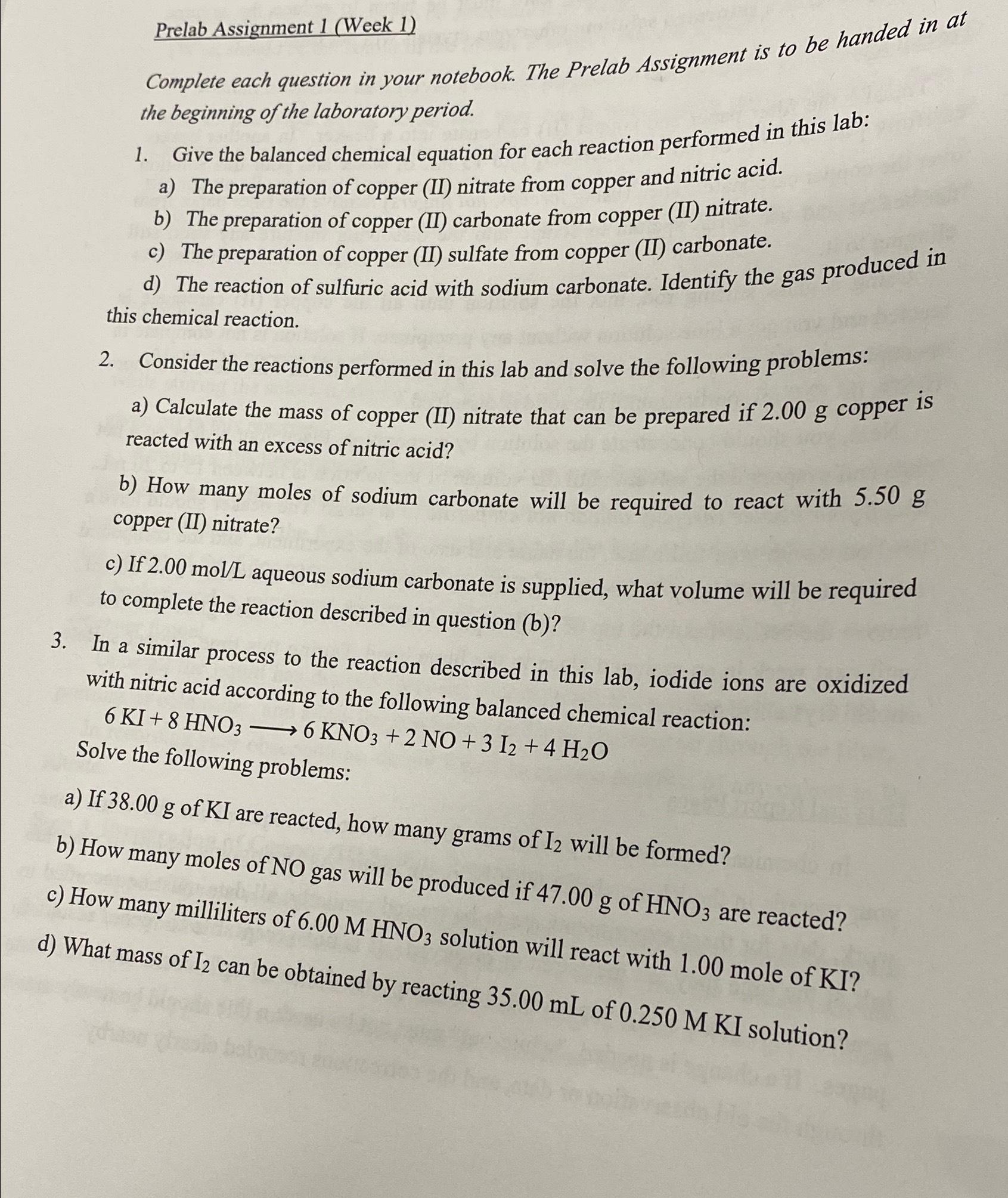 Solved Prelab Assignment 1 (Week 1)Complete Each Question In | Chegg.com