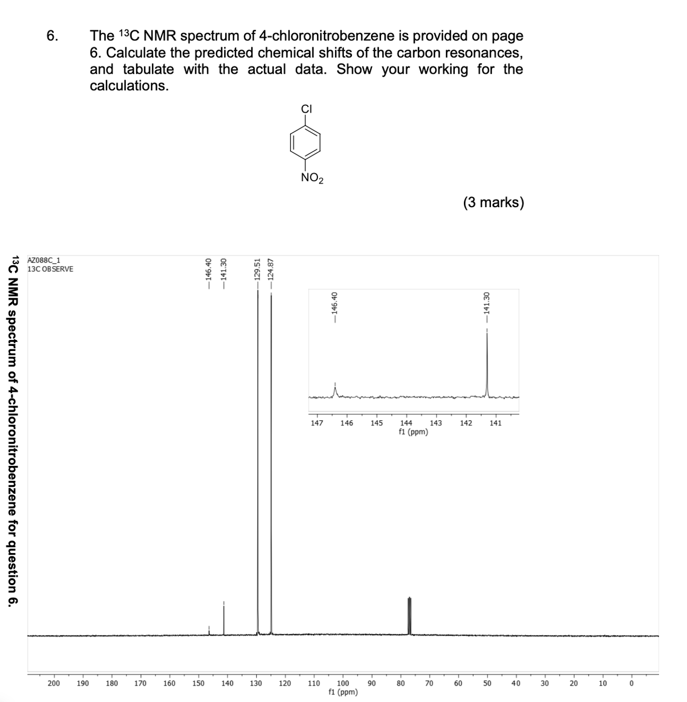 Solved The ?13C ﻿NMR spectrum of 4-chloronitrobenzene is | Chegg.com