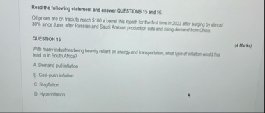Solved Read the following statement and answer QUESTIONS 15 | Chegg.com