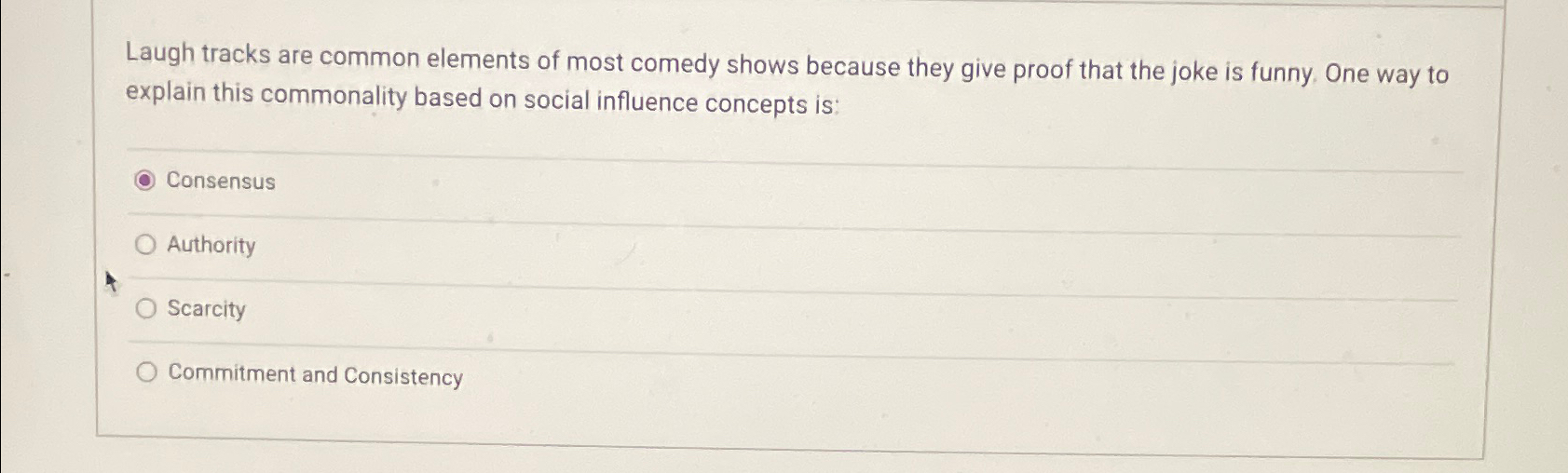Solved Laugh tracks are common elements of most comedy shows | Chegg.com