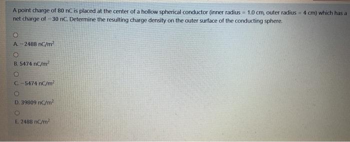Solved A point charge of 80 nC is placed at the center of a | Chegg.com