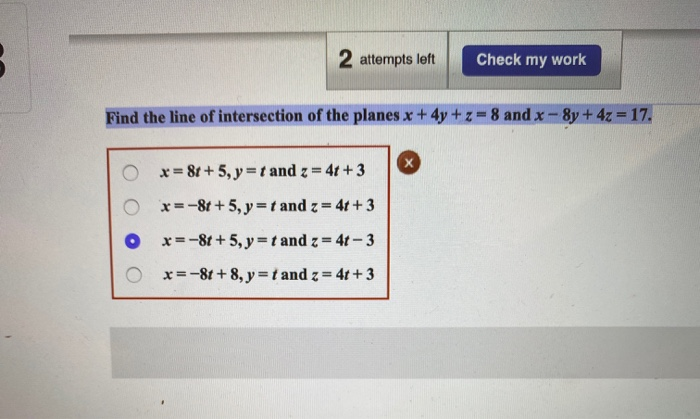 Solved B 2 Attempts Left Check My Work Find The Line Of | Chegg.com