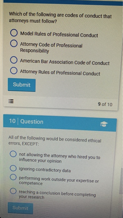 Solved Which of the following are codes of conduct that | Chegg.com