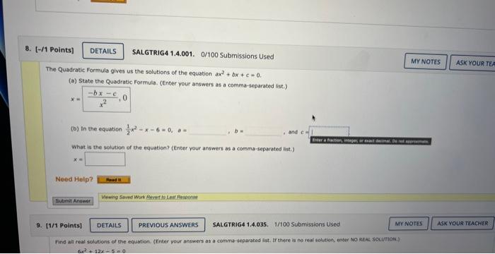 the quadratic formula assignment edgenuity answers