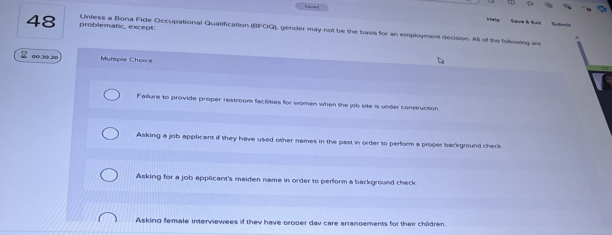 Solved 48savedunless A Bona Fide Occupational Qualification 