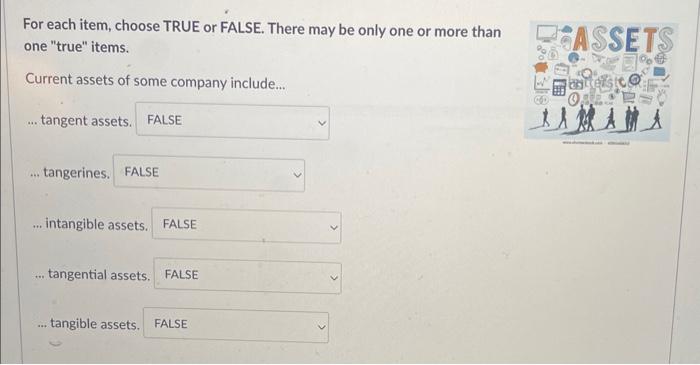 Solved For each item, choose TRUE or FALSE. There may be | Chegg.com
