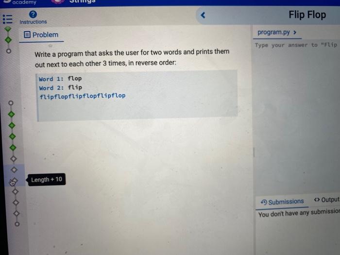 Solved grok Code Gym la Strings academy Zebra Crossing | Chegg.com