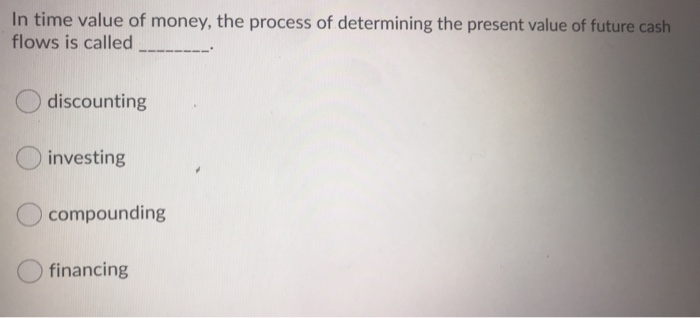 Solved In time value of money, the process of determining | Chegg.com
