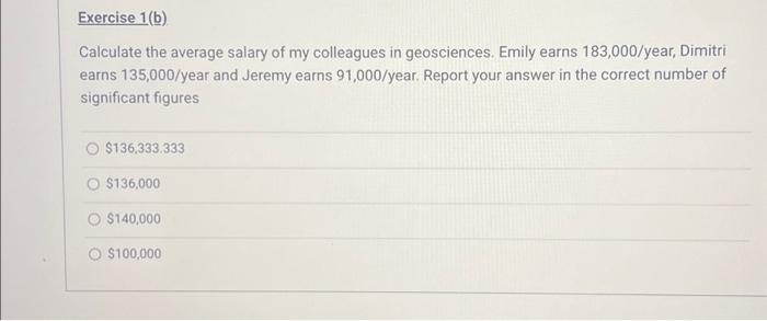 Solved Exercise 1(b) Calculate The Average Salary Of My | Chegg.com