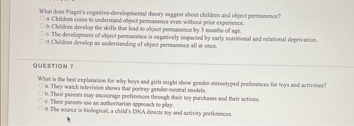 Solved What does Piaget s cognitive developmental theory Chegg