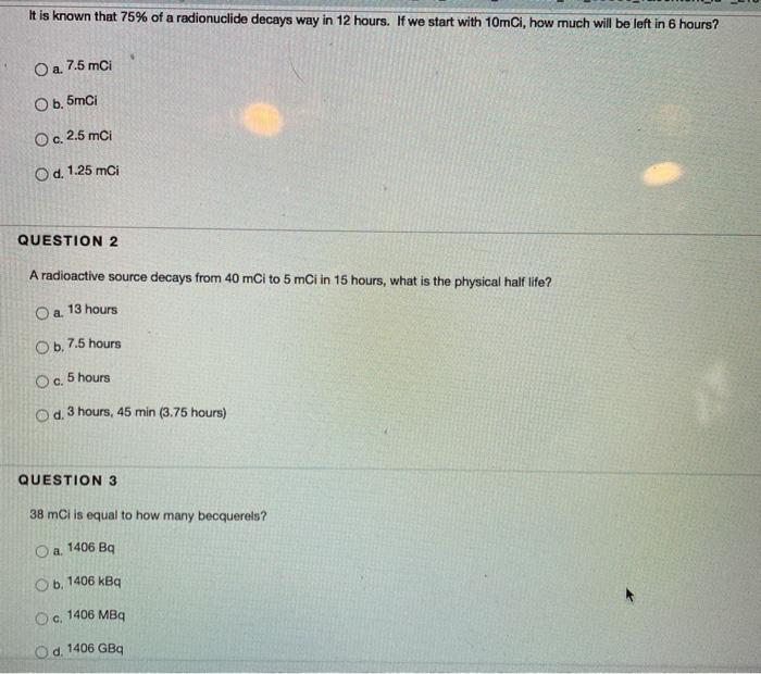Solved Problems Convert The Following To Becquerel Units