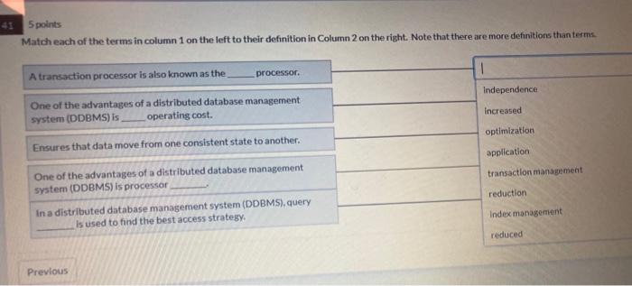 Solved 41 5 points Match each of the terms in column 1 on | Chegg.com