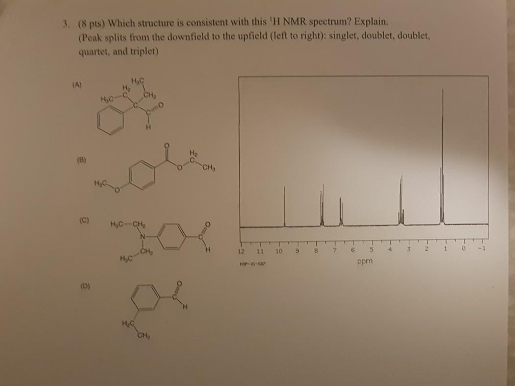 Solved 3. (8 pts) Which structure is consistent with this | Chegg.com