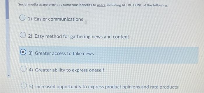 Solved Social media usage provides numerous benefits to | Chegg.com