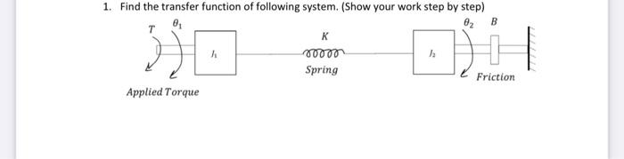 Solved т 1. Find the transfer function of following system. | Chegg.com