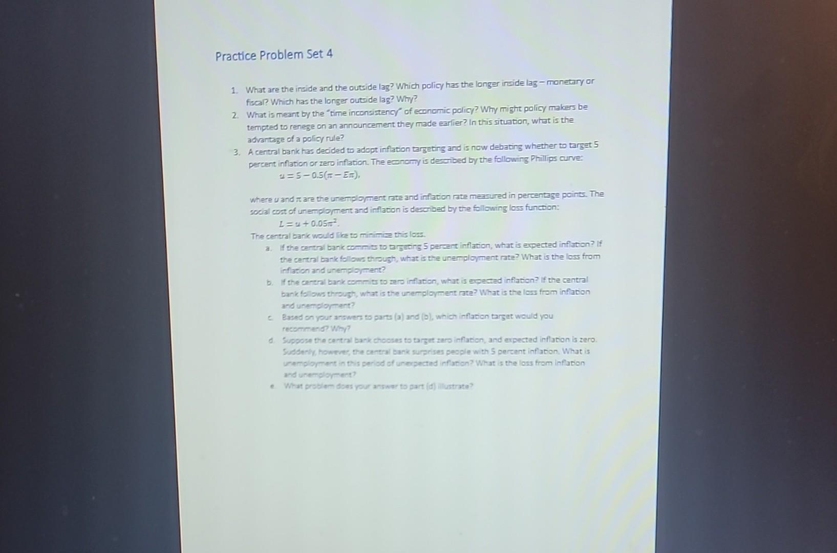 Solved 1. What are the inside and the outside lag? Which
