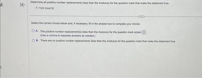 Solved Determine all positive number replacements (less than | Chegg.com