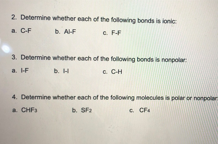 Solved 2. Determine Whether Each Of The Following Bonds Is | Chegg.com