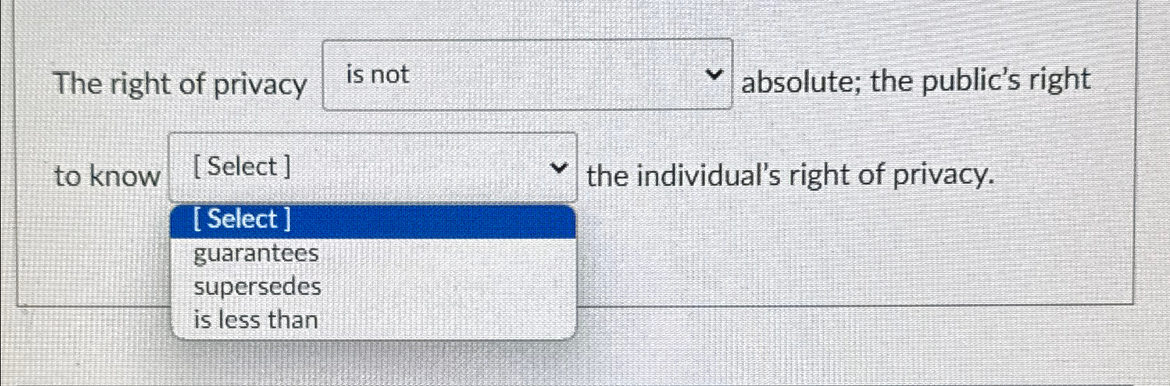 Solved the right of privacy (is/is not) ﻿absolute: the | Chegg.com