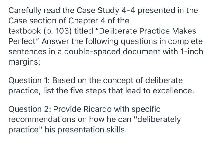 Solved Carefully read the Case Study 4-4 presented in the