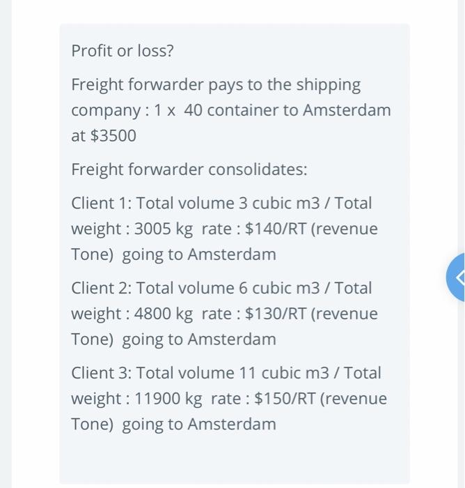 Solved Profit or loss? Freight forwarder pays to the | Chegg.com