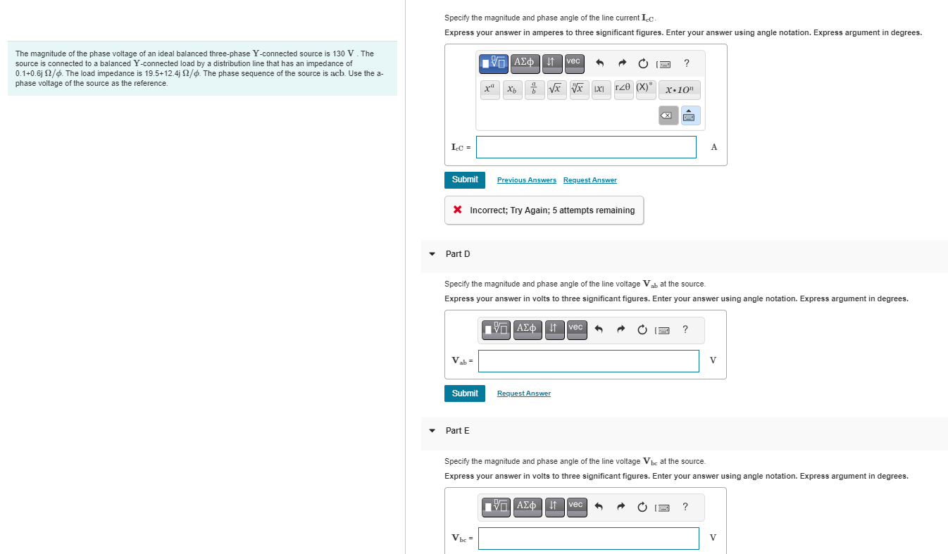 Solved Specify the magnitude and phase angle of the line | Chegg.com
