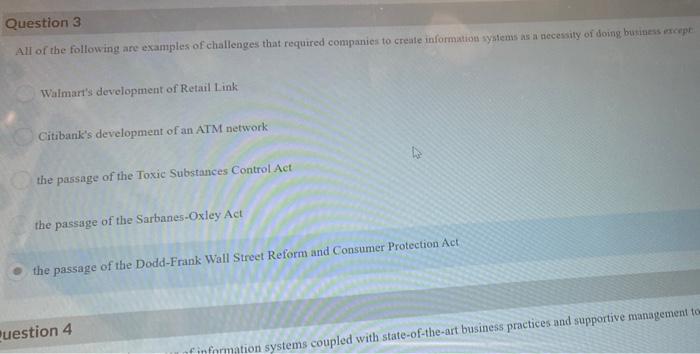 Solved Question 3 All Of The Following Are Examples Of Chegg