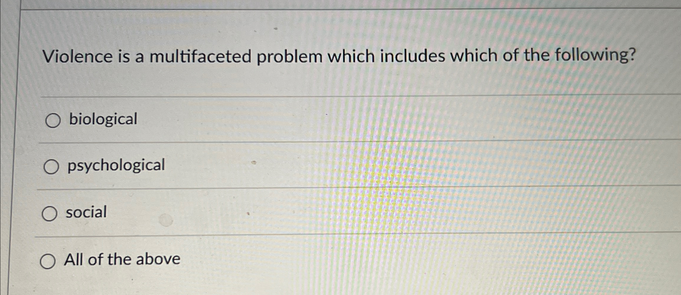 Solved Violence is a multifaceted problem which includes | Chegg.com