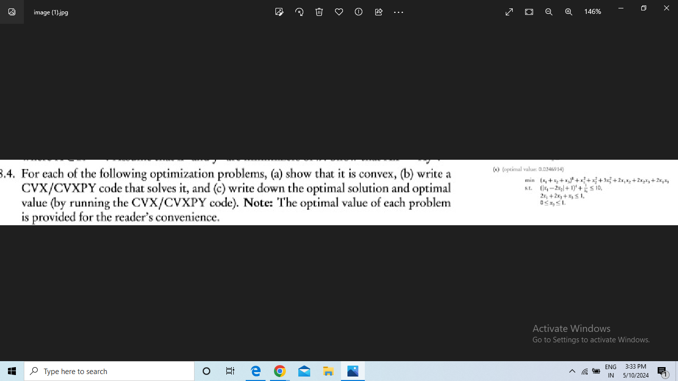python - cvxpy optimization problem. dcperror: problem... Solved 3.4. For each of the following optimization | Chegg.com
