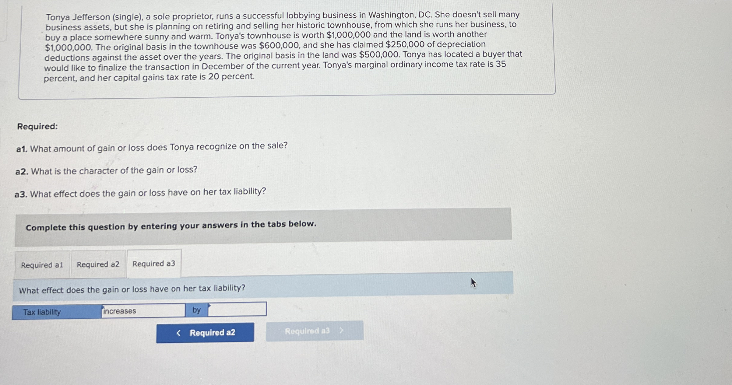 Solved Tonya Jefferson (single), ﻿a sole proprietor, runs a