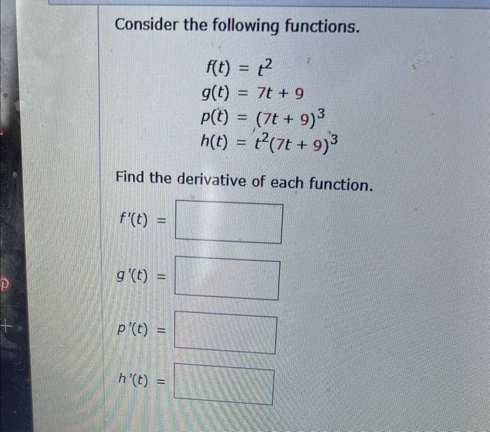 Solved Consider The Following Functions. | Chegg.com