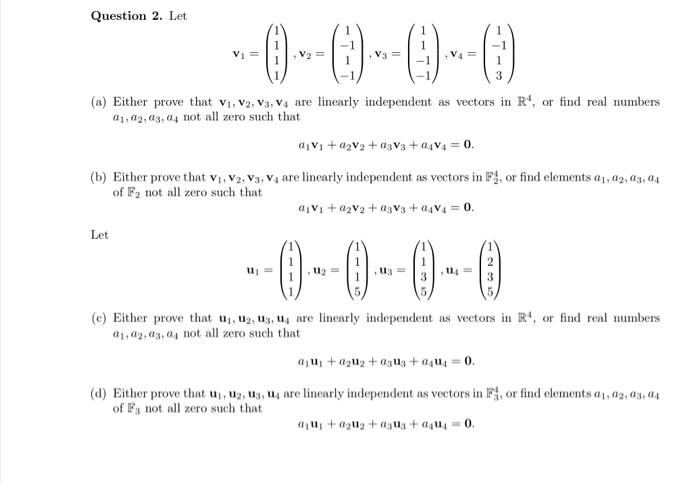 Solved Question 2 Let V V2 V3 Va 3 A Either Prove Chegg Com