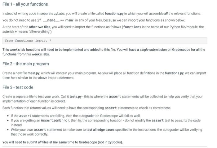Solved File 1 - all your functions Instead of writing code | Chegg.com