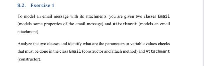 Solved 8.2. Exercise 1 To model an email message with its | Chegg.com