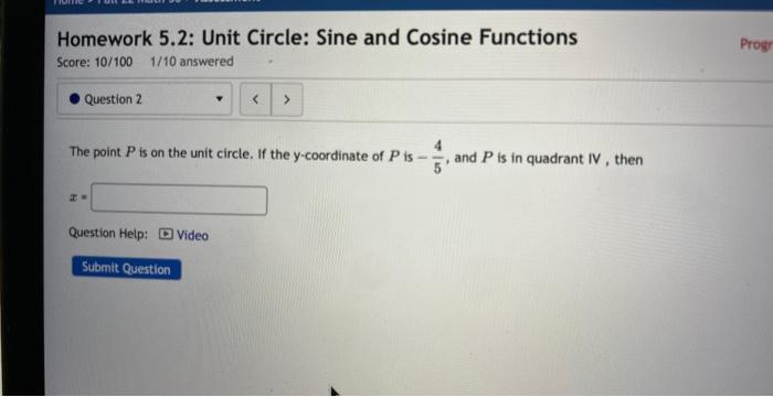 Solved Homework 5.2: Unit Circle: Sine and Cosine Functions | Chegg.com