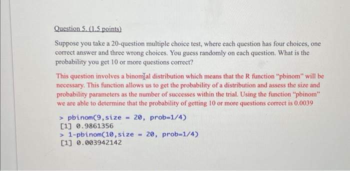 Solved Question 5. (1.5 points) Suppose you take a | Chegg.com