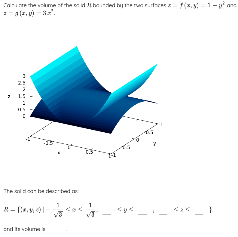 Solved Consider the solid bounded by the two surfaces | Chegg.com