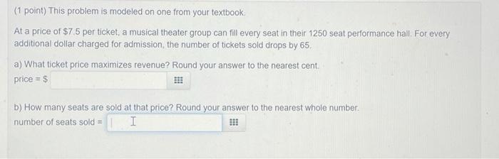 Solved (1 point) This problem is modeled on one from your | Chegg.com