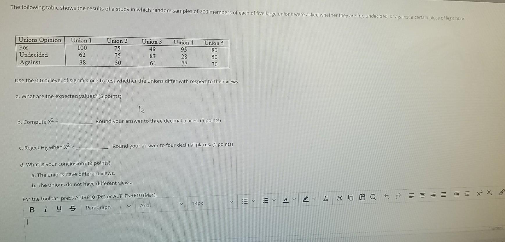 Solved The following table shows the results of a study in | Chegg.com