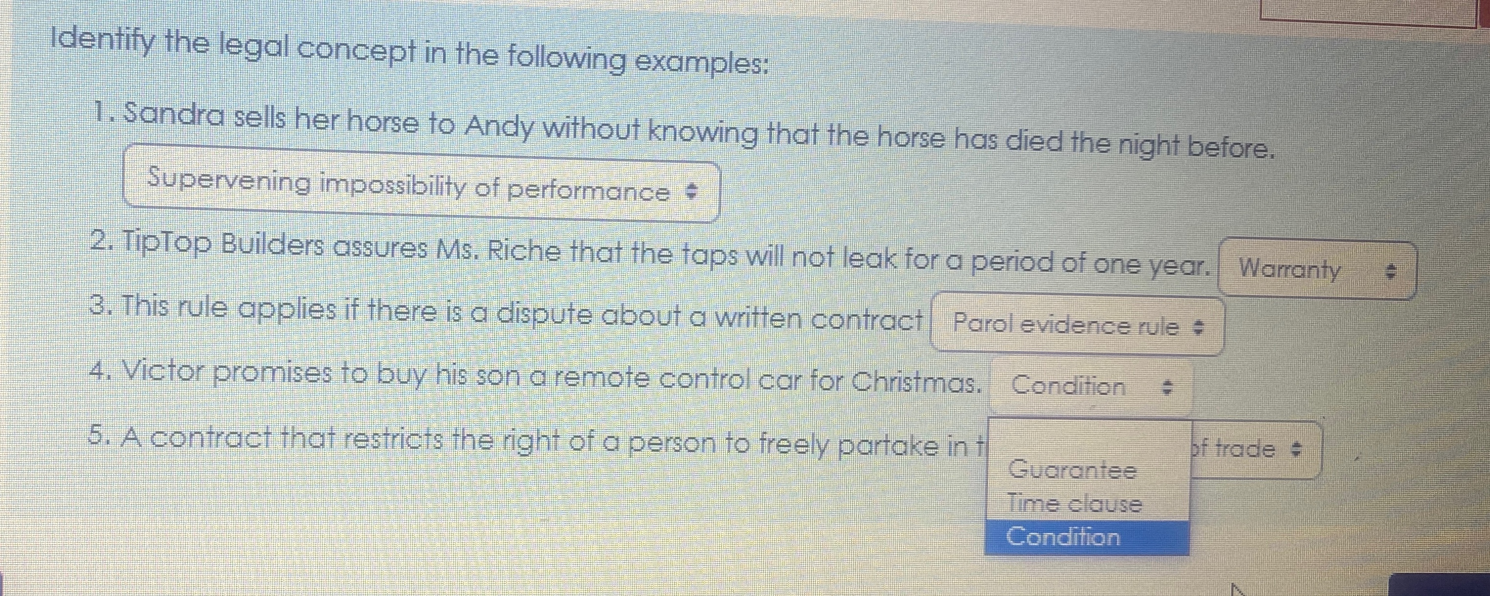 Solved Identify the legal concept in the following | Chegg.com