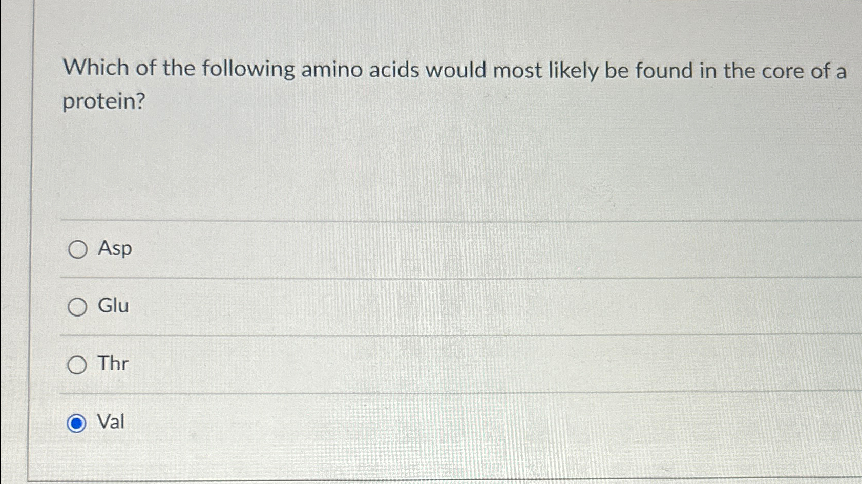 Solved Which of the following amino acids would most likely | Chegg.com