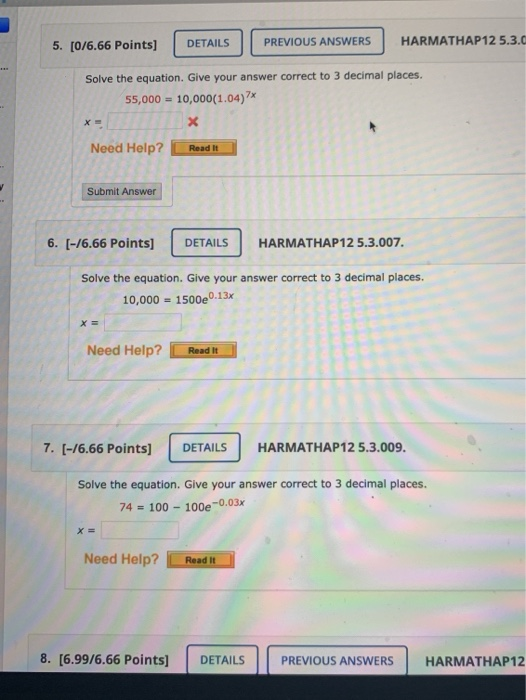 Solved 5. [0/6.66 Points] DETAILS PREVIOUS ANSWERS | Chegg.com