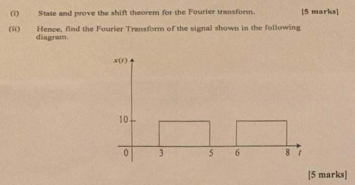 Solved (i) State and prove the shift theorem for the Fourier | Chegg.com
