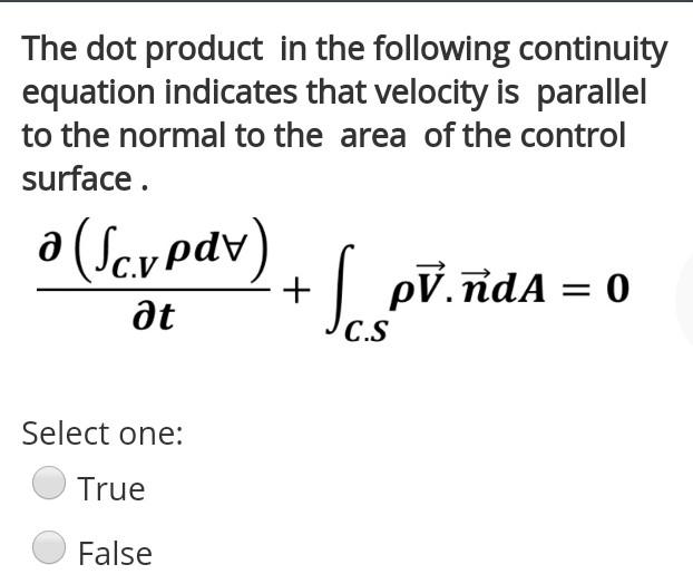 Solved The dot product in the following continuity equation | Chegg.com