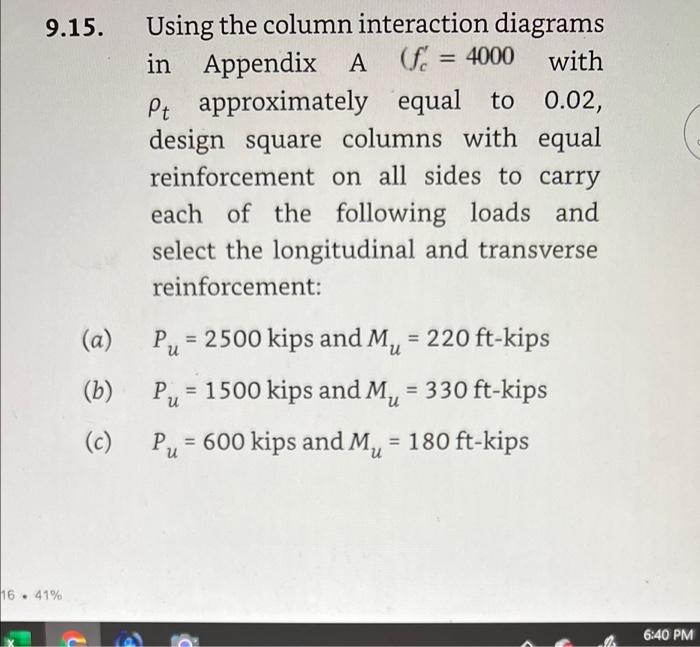 Solved 9.15. - Using the column interaction diagrams in | Chegg.com
