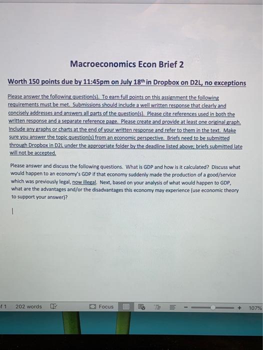Solved Macroeconomics Econ Brief 2 Worth 150 points due by | Chegg.com