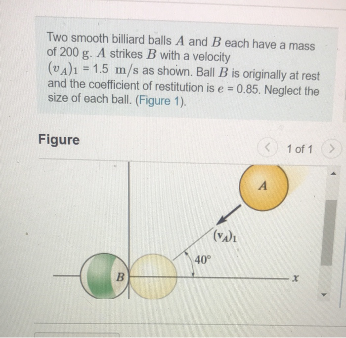 Two Smooth Billiard Balls A And B Each Have A Mass Of | Chegg.com