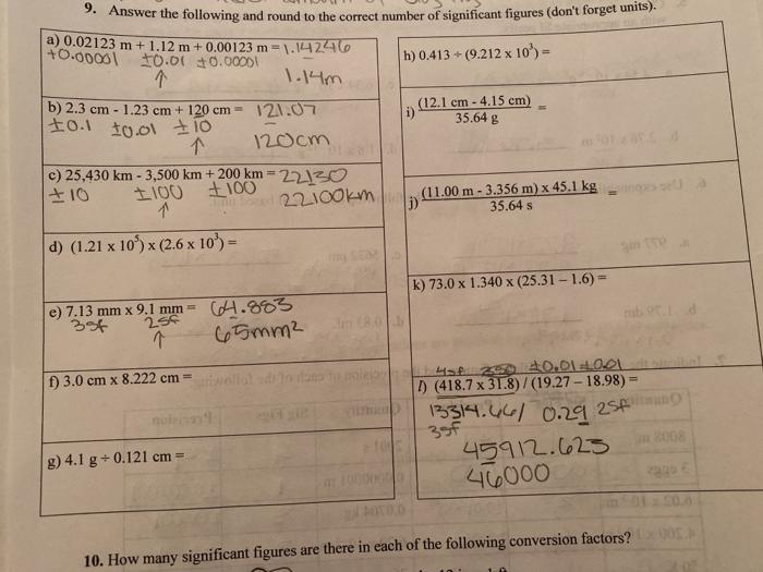 Solved i) 9. Answer the following and round to the correct | Chegg.com