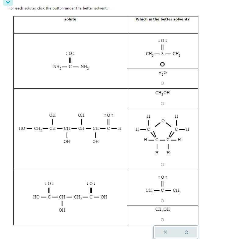 Solved For Each Solute Click The Button Under The Better Chegg Solved For Each Solute Click The Button Under The Better Chegg